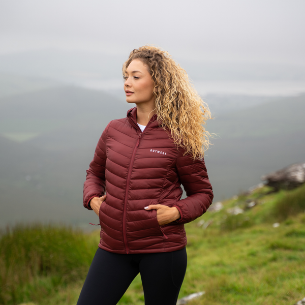Women’s Insulated Puffer Jacket - Burgundy Red