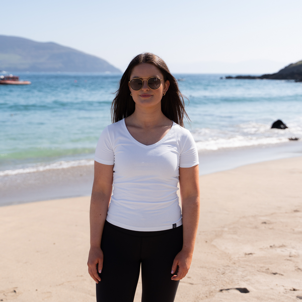 Womens White V-Neck T-shirt