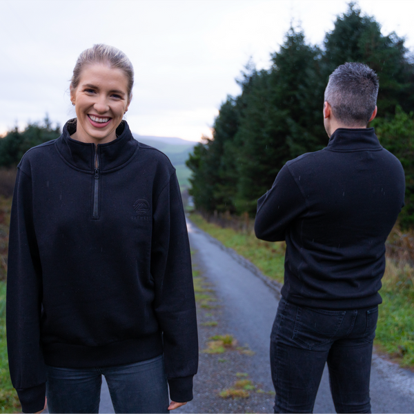 Unisex Black Everyday Half Zip Sweatshirt